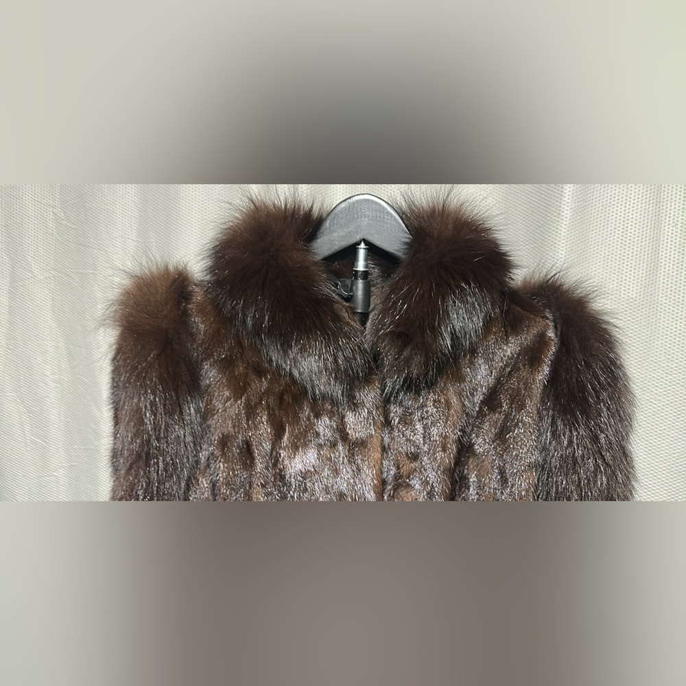 Mink and Fox Fur Coat Size Medium Size 10 - Picture 3 of 5